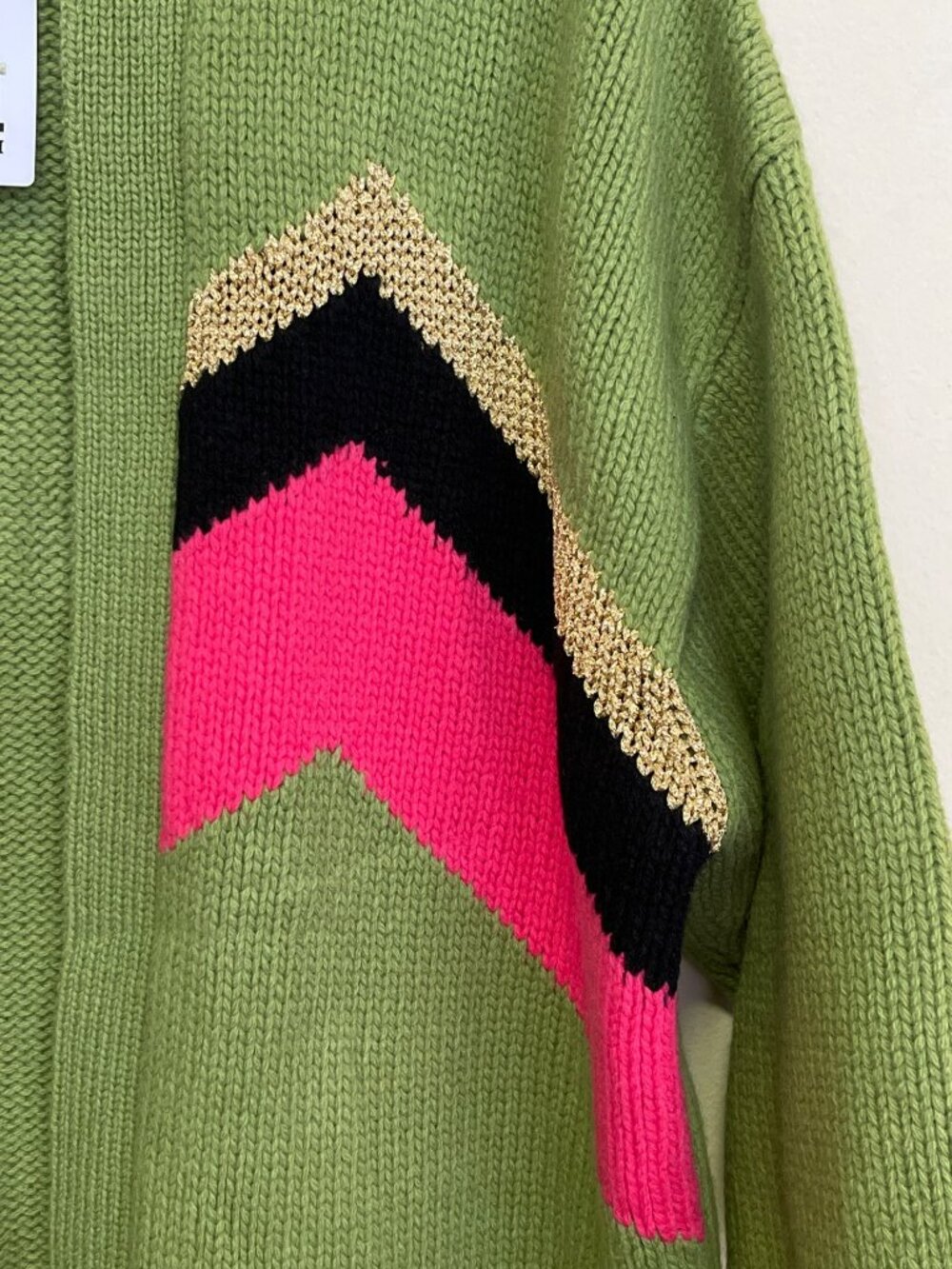 Missoni $795 Green Knit Geometric Long Length Cardigan Sweater Medium NWT - Picture 5 of 9